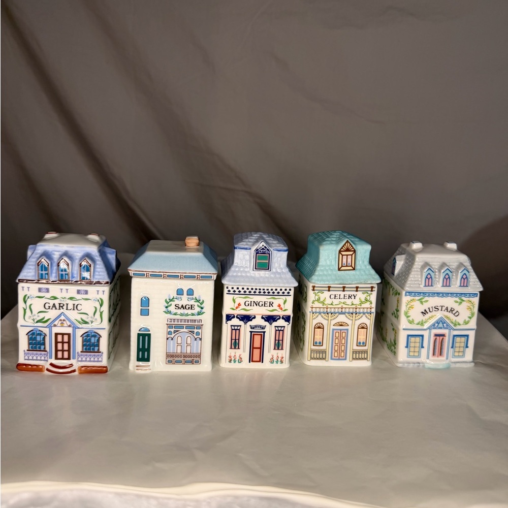 Lenox Village Spice Jar Collection - Blue, Green, Yellow